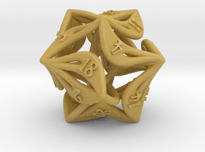 Curlicue 20-Sided Dice 3d printed