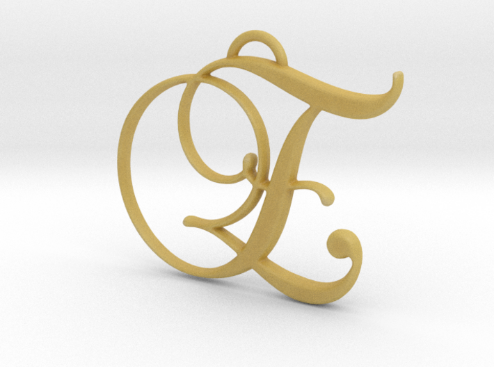 Elegant Script Monogram E Pendant Charm 3d printed