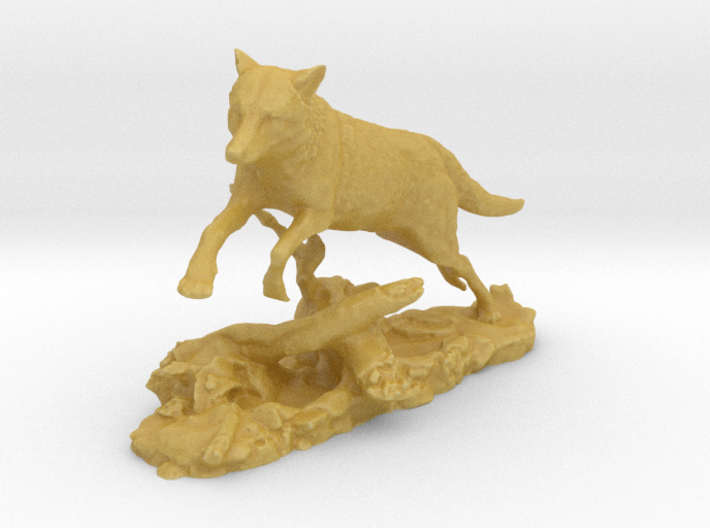 Animal wolf jumps over tree trunk 3d printed