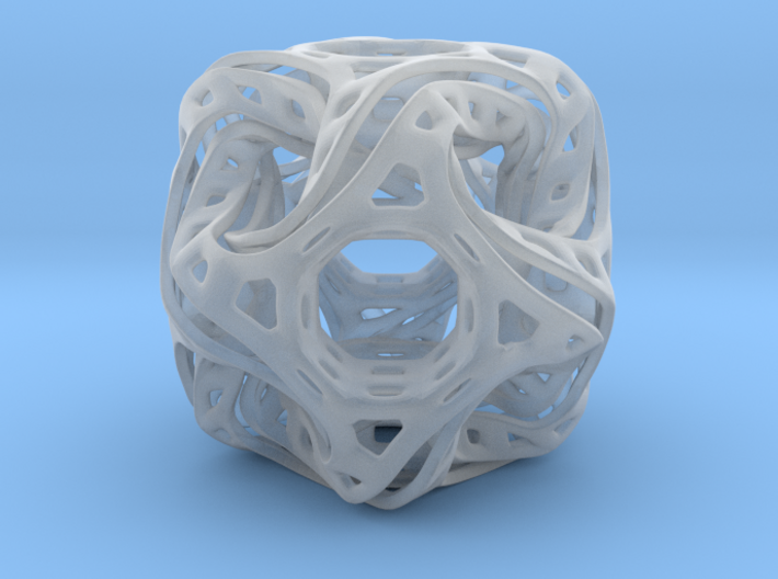 Ported looped drilled cube pendant 3d printed