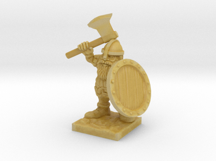 Dwarf warrior with axe and shield 3d printed 