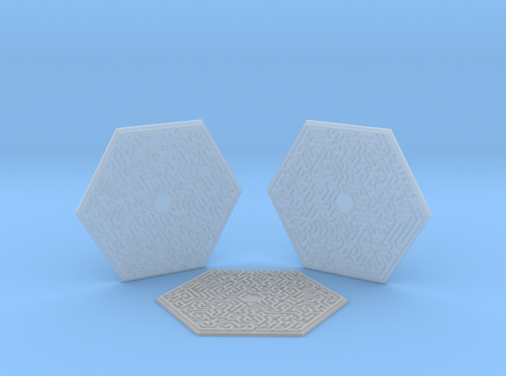 3 Hexagonal Maze Coasters 3d printed