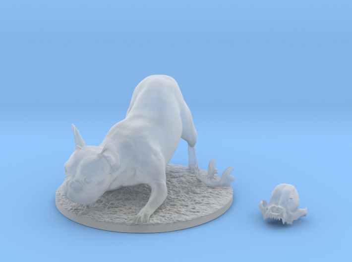 The Frenchie in Action Pose with Skull 3d printed