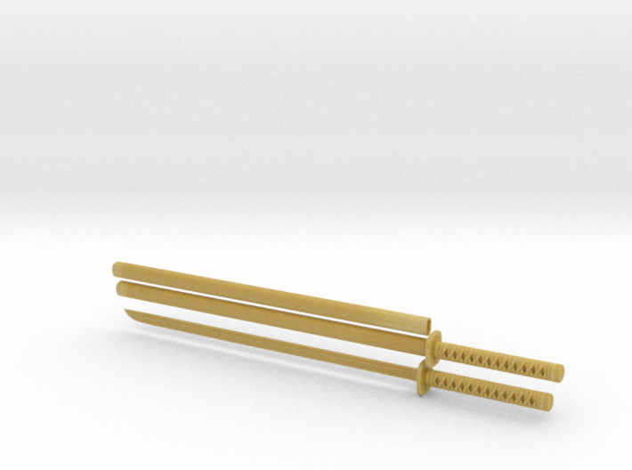 Long katana - 1:12 scale - Straight blade - Tsuba 3d printed 
