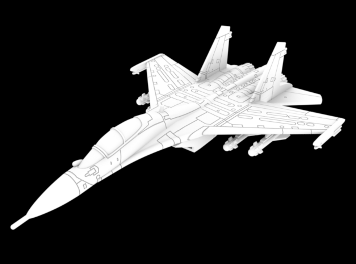 1:222 Scale Su-30M2 Flanker F2 (Loaded, Gear Up) 3d printed
