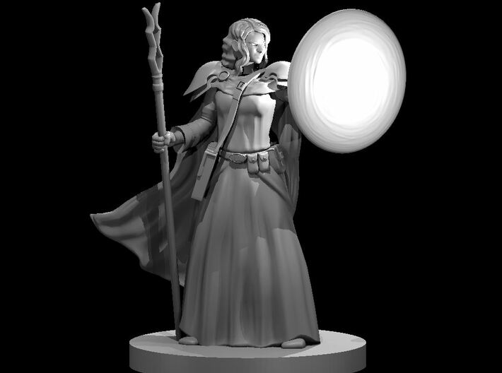 Human Female Abjurer Wizard w Shield Spell 3d printed 