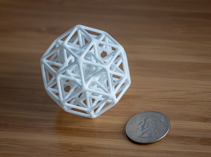 6D Hypercube Rounded 3d printed White natural versatile plastic (nylon 12) in 45mm