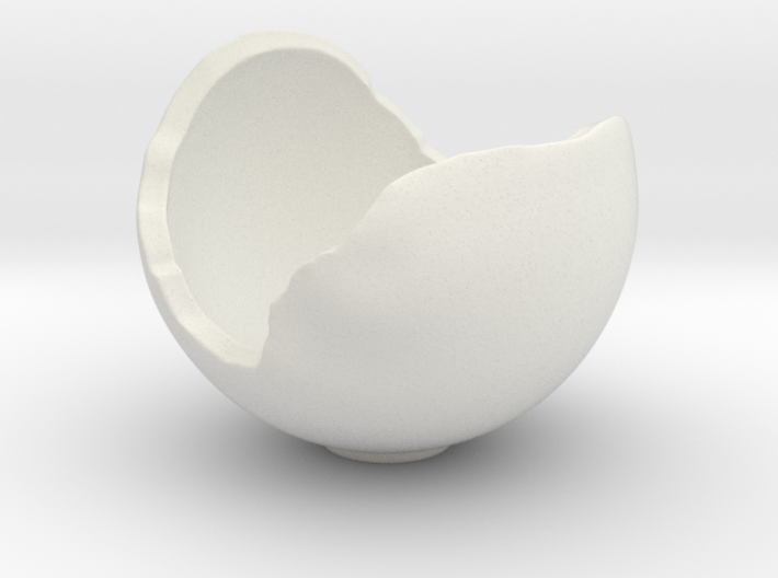 Miniature Ornament Broken Spherical Bowl 3d printed White Natural Versatile Plastic