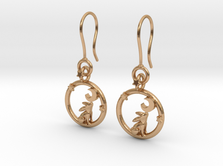 Rabbit Moon Earrings 3d printed 