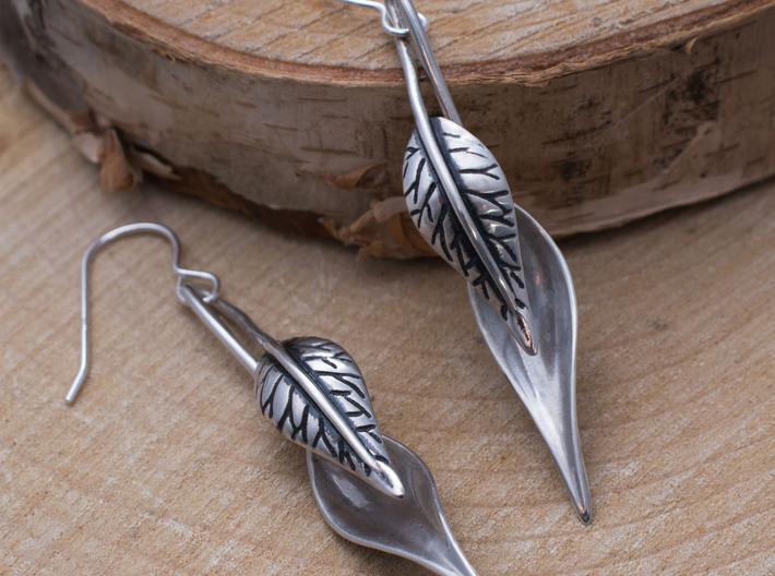 Leaf Dangle Earrings 3d printed 