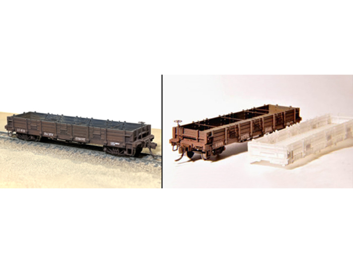 TTn3 / TTn42 PCRy Gravel Gondola #1169 3d printed Trucks, couplers, brake wheel, brass wire, decals not included.