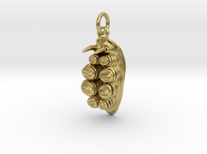Doto the nudibranch pendant 3d printed Natural Brass pendant - showing chain (not sold with product)