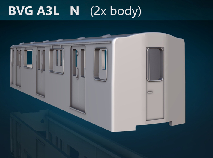 Berlin Baureihe A3L N [2x body] 3d printed BVG Baureihe A3L rear rendering