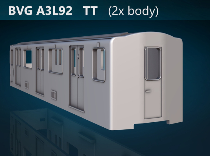 Berlin Baureihe A3L92  TT [2x body] 3d printed BVG Baureihe A3L92 rear rendering