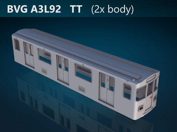 Berlin Baureihe A3L92  TT [2x body] 3d printed BVG Baureihe A3L92 top rendering