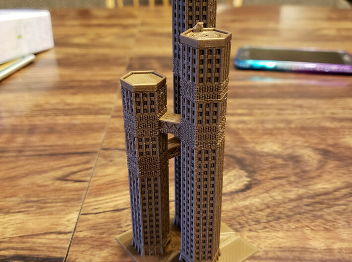 Triple Tower Skyscraper for Small Scale Wargames 3d printed 