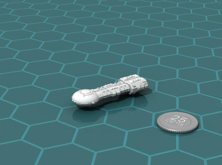 Vilani Heavy Cruiser 3d printed Render of the model, with a virtual quarter for scale.