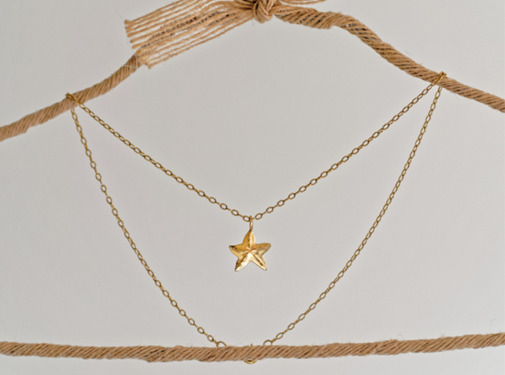 Sea Star Pendant 3d printed  Final Product in 14K Yellow Gold