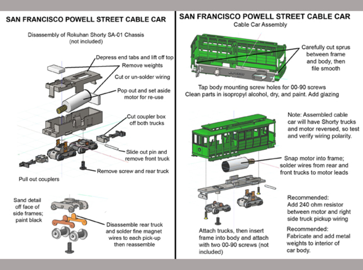 N scale San Francisco Powell St Cable Car-N Scale 3d printed Instructions.