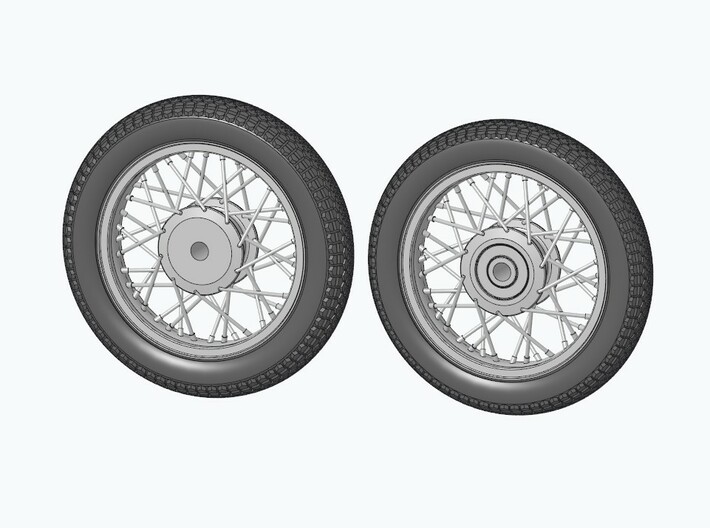 Triumph motorcycle wheels for AMT 3d printed comparison of rear and front wheel