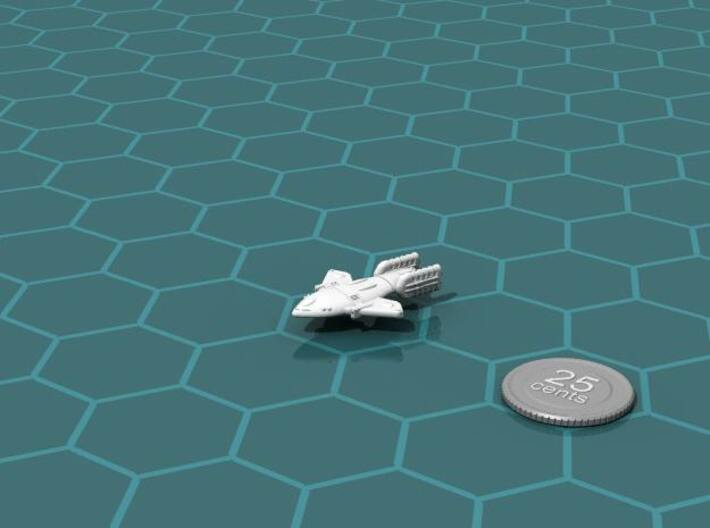 Carina Light Cruiser 3d printed Render of the model, with a virtual quarter for scale.
