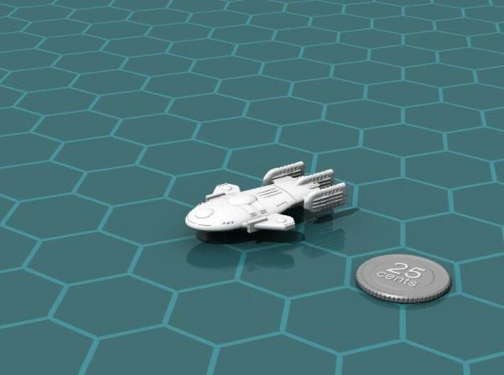 Carina Battleship 3d printed Render of the model, with a virtual quarter for scale.