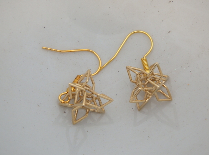 Interlocked tetrahedra ear rings 3d printed 