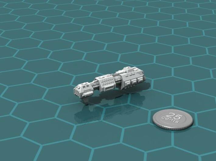 Kriegshammer Battleship 3d printed Render of the model, with a virtual quarter for scale.