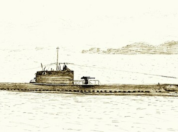 Nameplate La Sirène (10 cm) 3d printed Sirène-class submarine Sirène.  Drawing by K. E. Sergeyev.