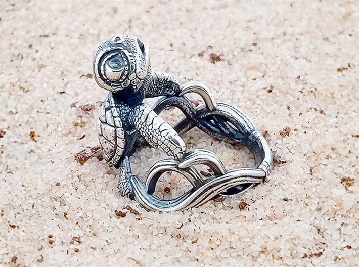 Baby Turtle Ring 3d printed 