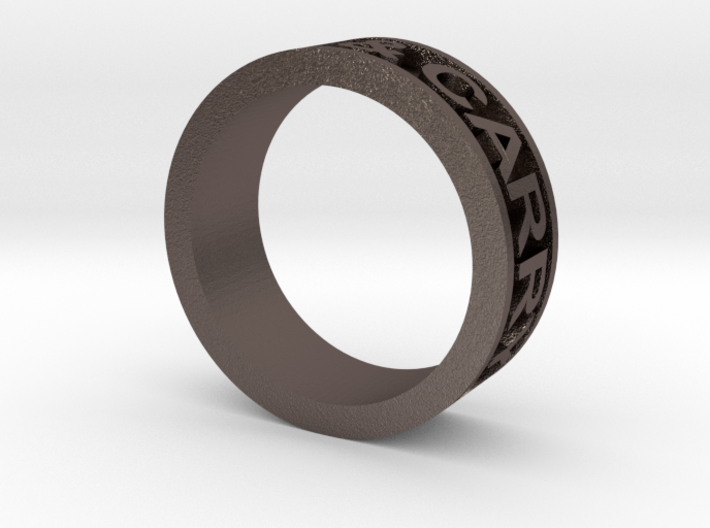 Size 7 Steel Ring "KEEP CALM & CARRY ON" 3d printed 