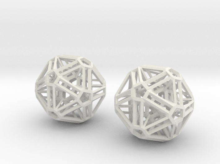 Intricate icosohedron earrings 3d printed 