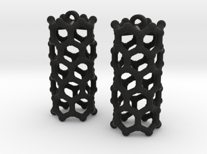 Zig-Zag Carbon Nanotube Chemistry Molecule Earring 3d printed 