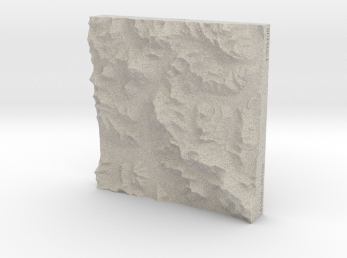 4''/10cm Baltoro Glacier and K2, Sandstone 3d printed 