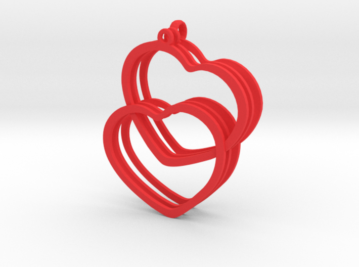 2 Hearts earrings and necklace pendant set 3d printed 