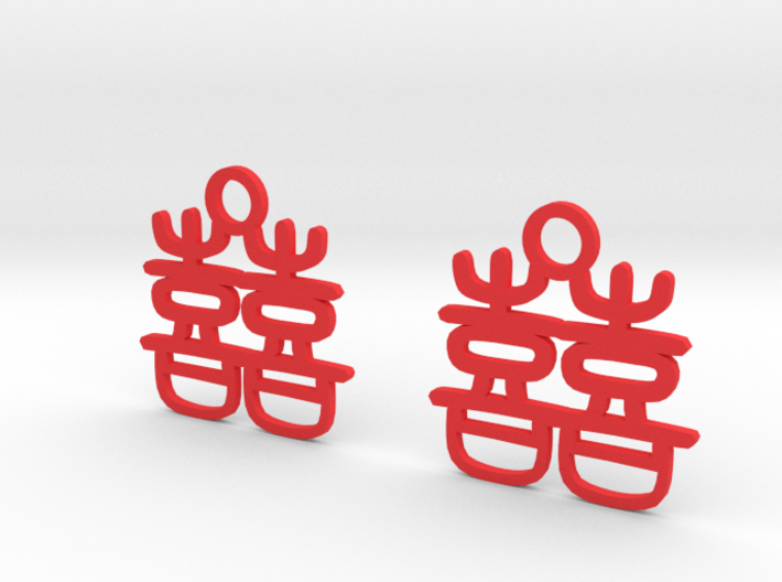 Double Happiness Earrings 3d printed 