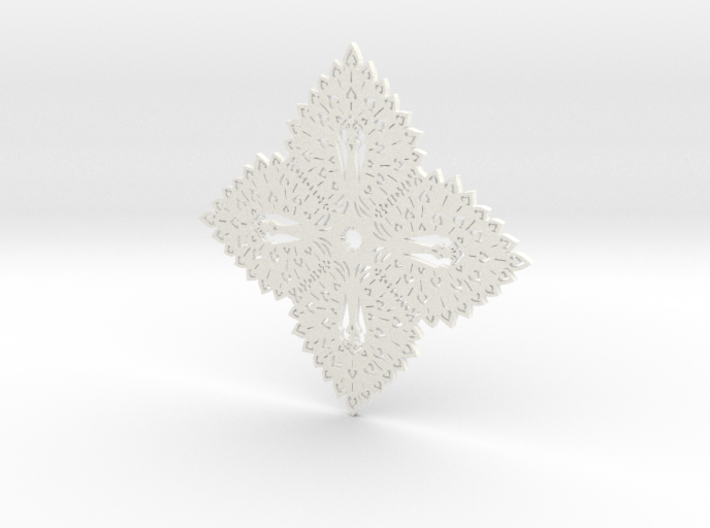 Peacock Snowflake 3d printed 