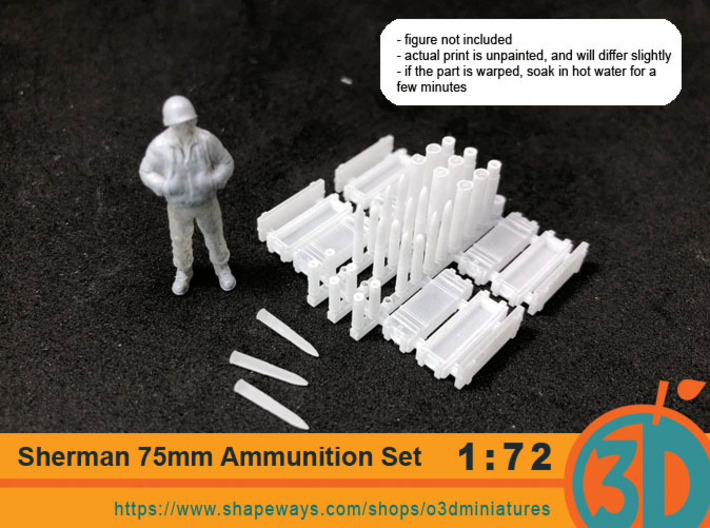 Sherman 75 mm Ammunition Set 1/72 scale 3d printed 