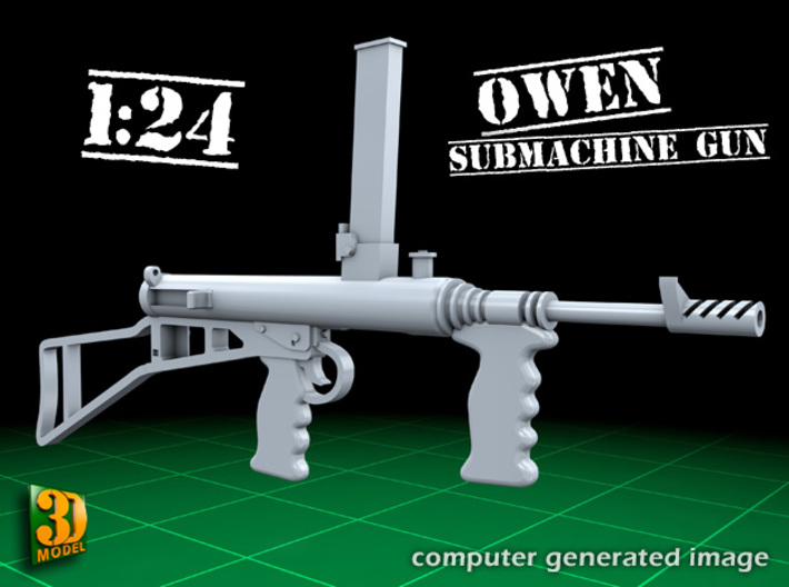 OWEN GUN (16x) - 1:24 3d printed Owen gun set - 4 types - 1:24