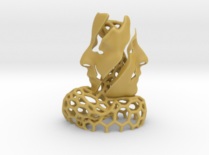 Two Faces in a Voronoi Tree (2nd Edition) 3d printed