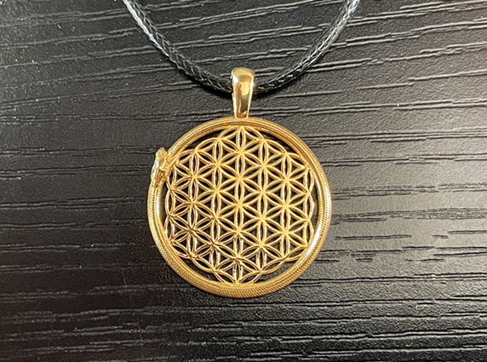 Flower of Life with Ouroboros Pendant 3d printed 