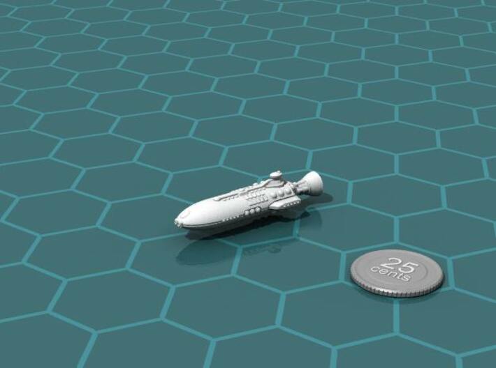 Karelian Battleship 3d printed Render of the model, with a virtual quarter for scale.