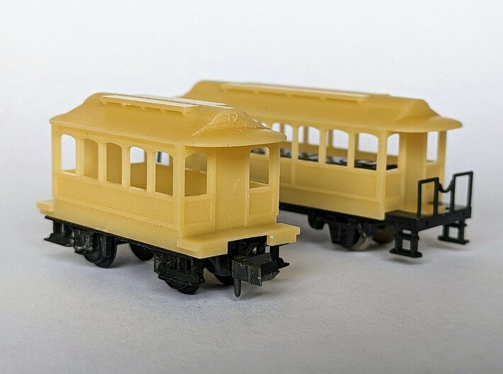 N Gauge Wantage Tramway Coaches (2 Motorised) 3d printed First prints of Coaches 2 & 3