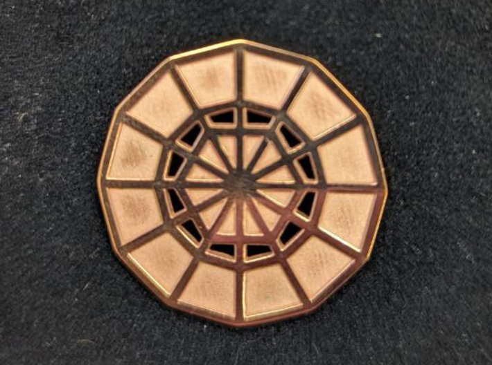 Restoration Emblem 06 CHARM (Sacred Geometry) 3d printed Polished Copper