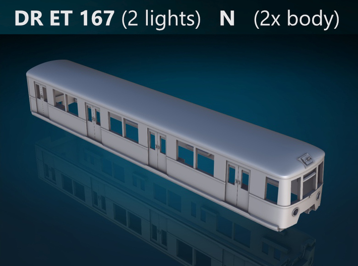 ET 167 (2 lights) N [2x body] 3d printed DR ET 167 (2 lights) TT top view rendering