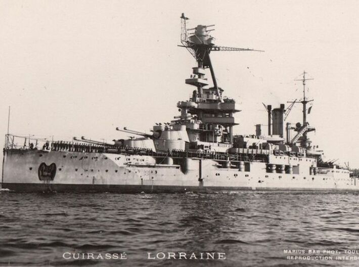 Nameplate Lorraine (10 cm) 3d printed Bretagne-class battleship Lorraine.