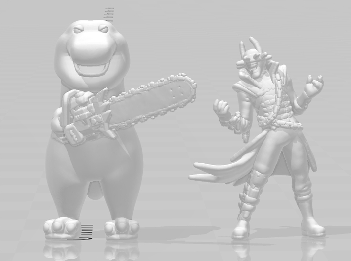 Evil Barney with Chainsaw HO scale 20mm miniature 3d printed 