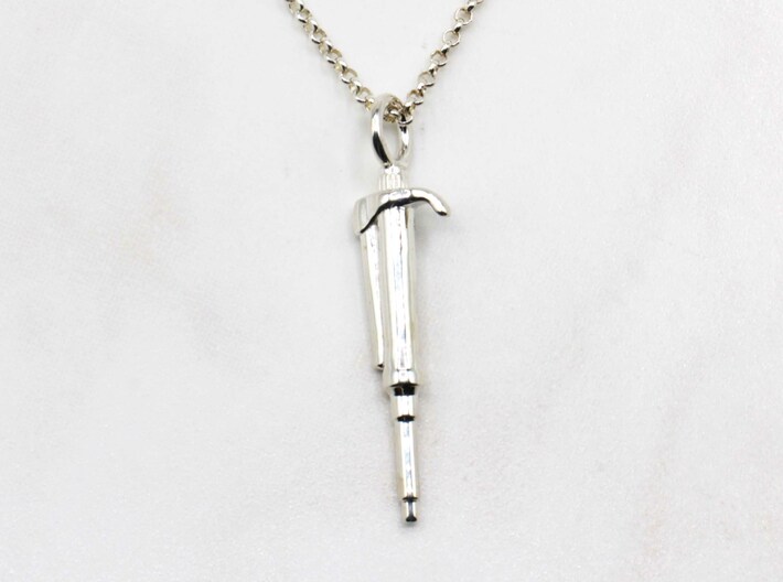 Pipette Pendant - Science Jewelry 3d printed Pipette pendant in polished silver