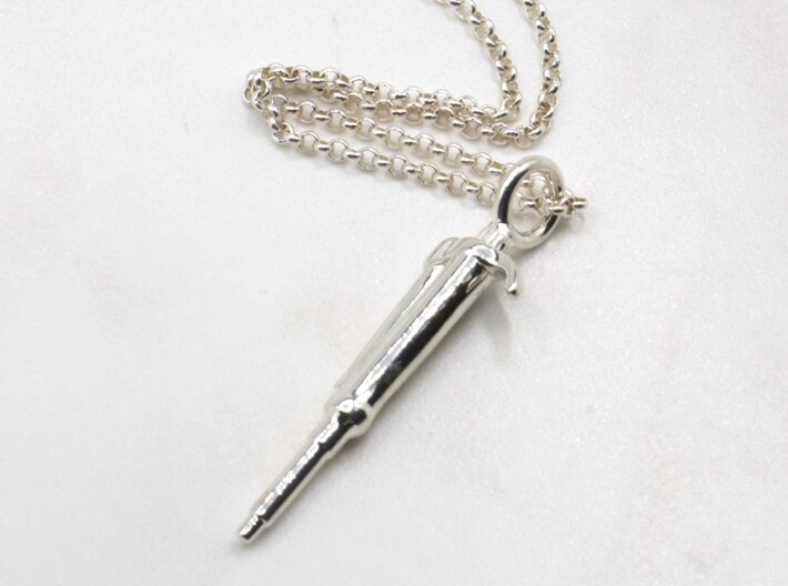 Pipette Pendant - Science Jewelry 3d printed Pipette pendant in polished silver