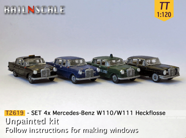 SET 4x Mercedes-Benz Heckflosse (TT 1:120) 3d printed